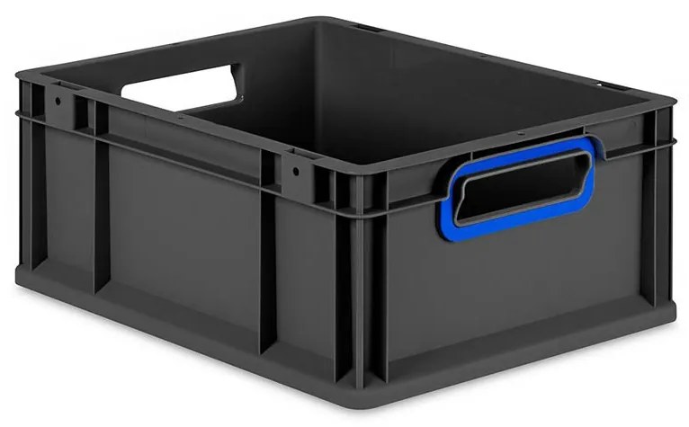 Sada 10 kusov - Eurobox Next Gen 2.0 Cycle - Stohovateľný kontajner s otvorenými rukoväťami - Modrý - 400 x 300 x 170 mm - Antracit