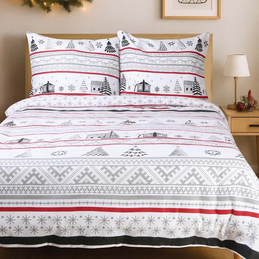 VIANOČNÉ FLANELOVÉ OBLIEČKY FLANELOVE 160X200 CM, 2KS 70X80 CM VZOROVANÉ