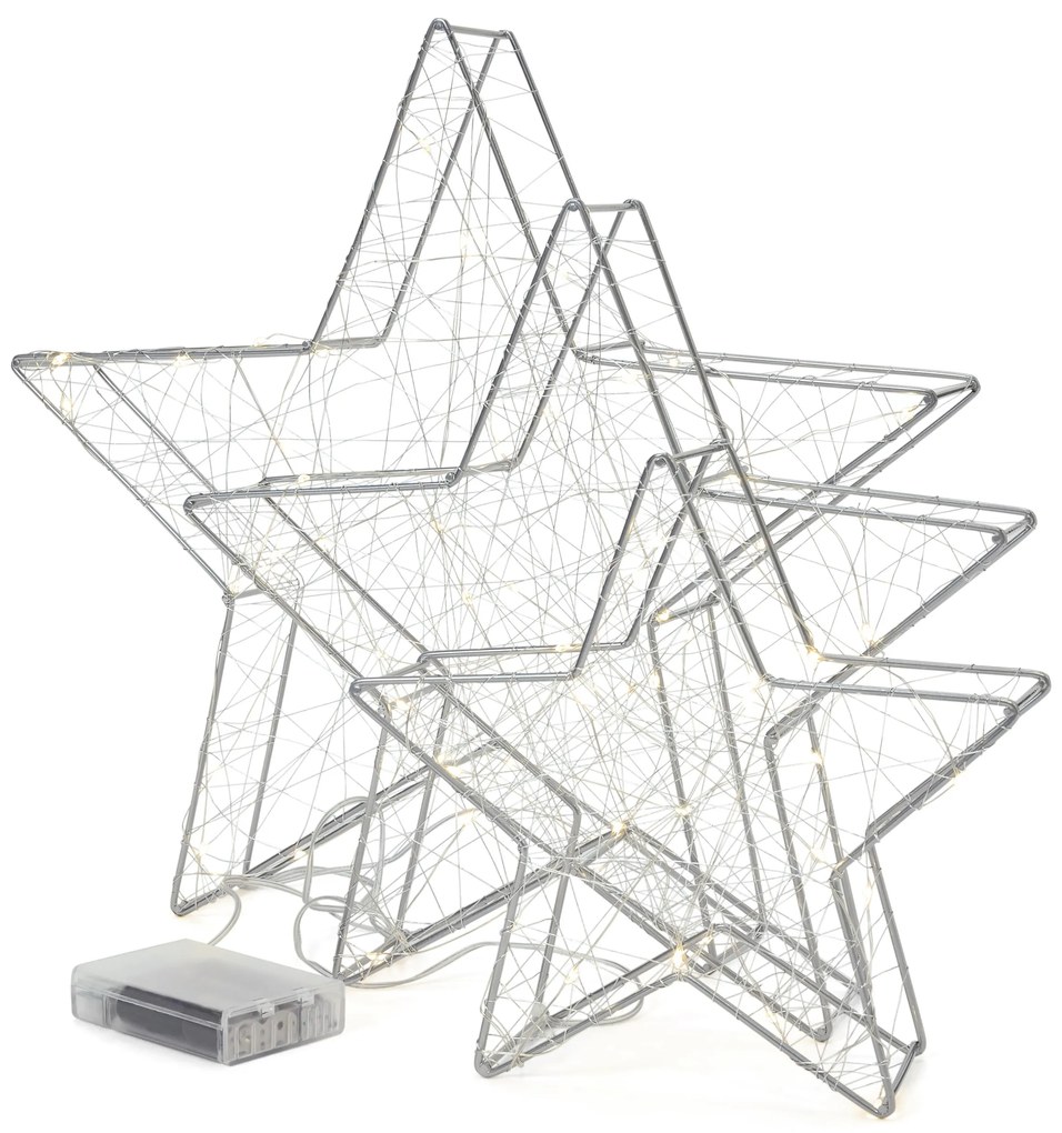 Dekoračné LED hviezdy, 3 ks, veľké