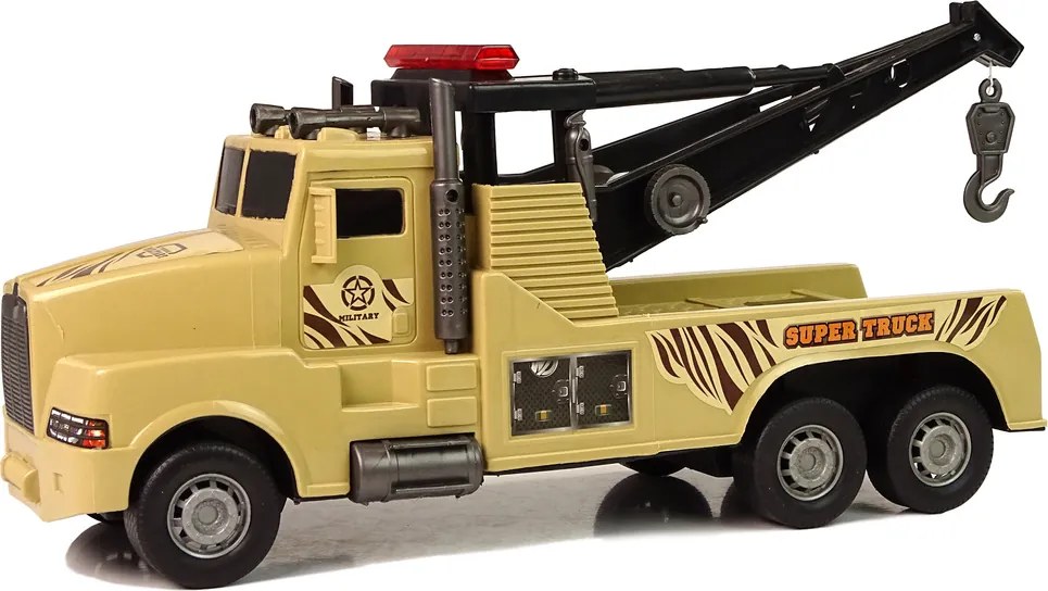 LEAN Toys Auto Tow Truck Pomoc na ceste 1:10 Lano Vojenská hnedá
