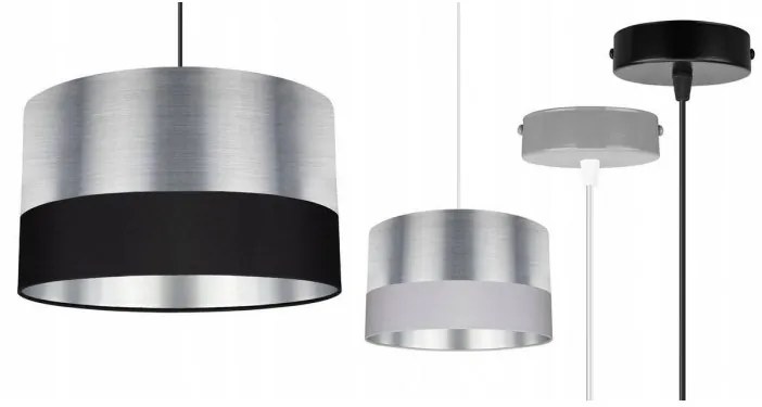 Moderná kovová závesná lampa zdobená látkou