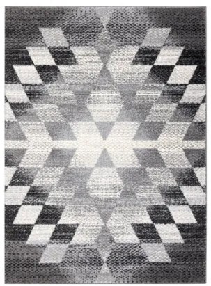 Koberec KAKE 25812677 Geometric - Romby 3D sivý/čierny