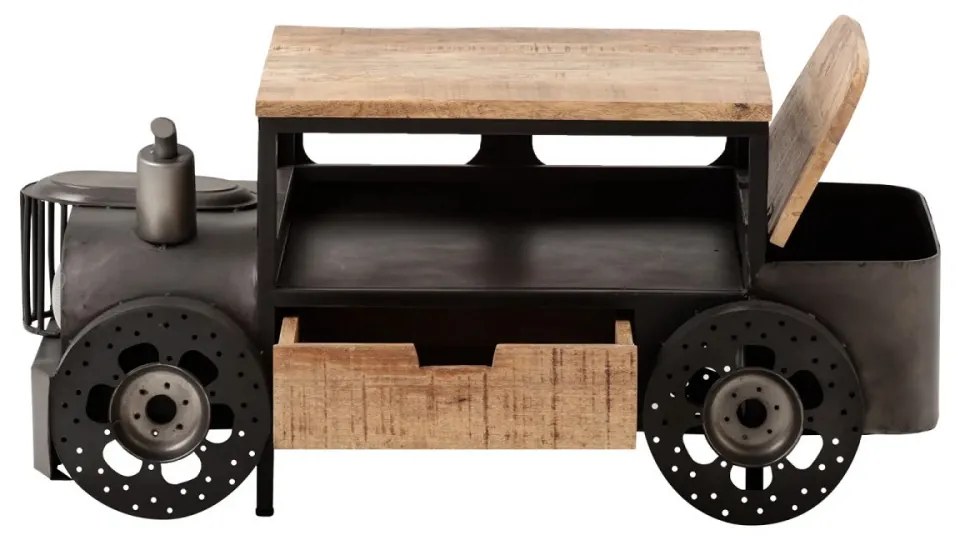 furniture-nabytek.cz - Masívny konferenčný stolík Car II z mangového dreva a kovu, lakovaný, šedý – 102×65×48 cm