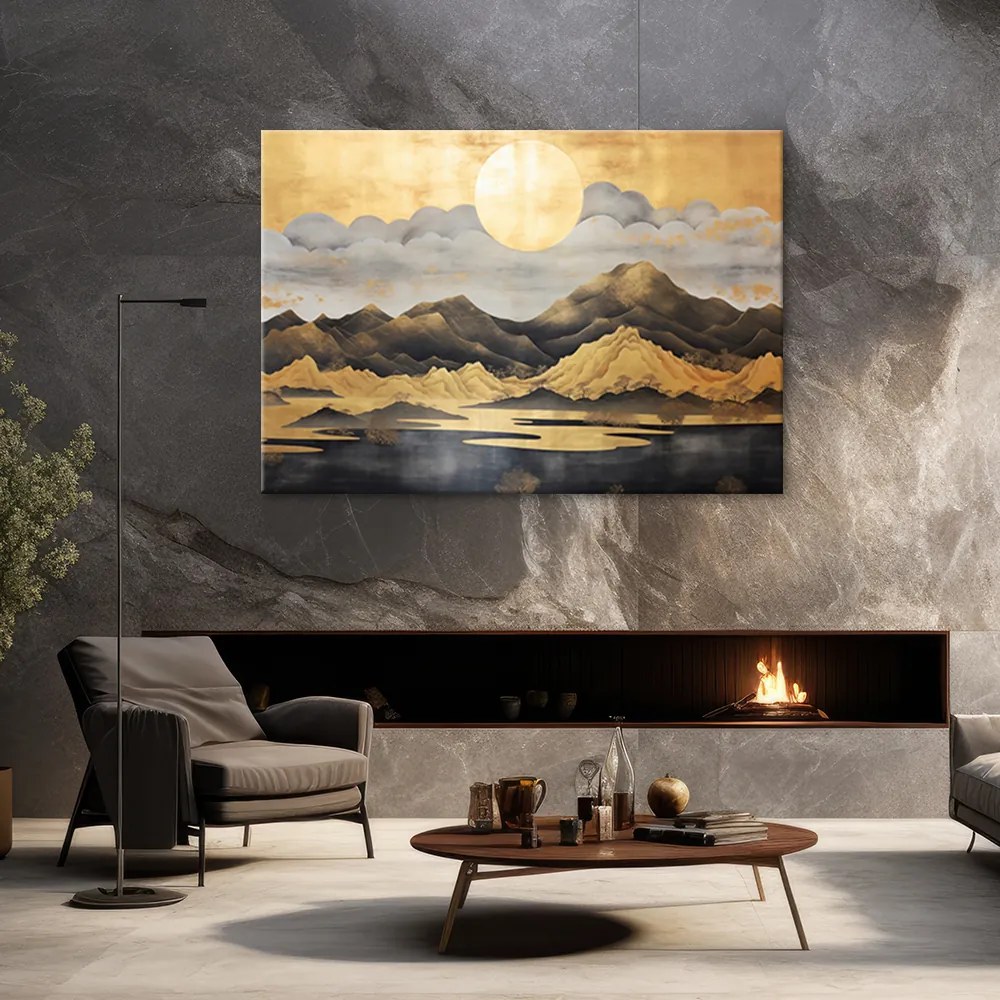Gario Obraz na plátne Zlatá horská japonská krajina Rozmery: 120 x 80 cm