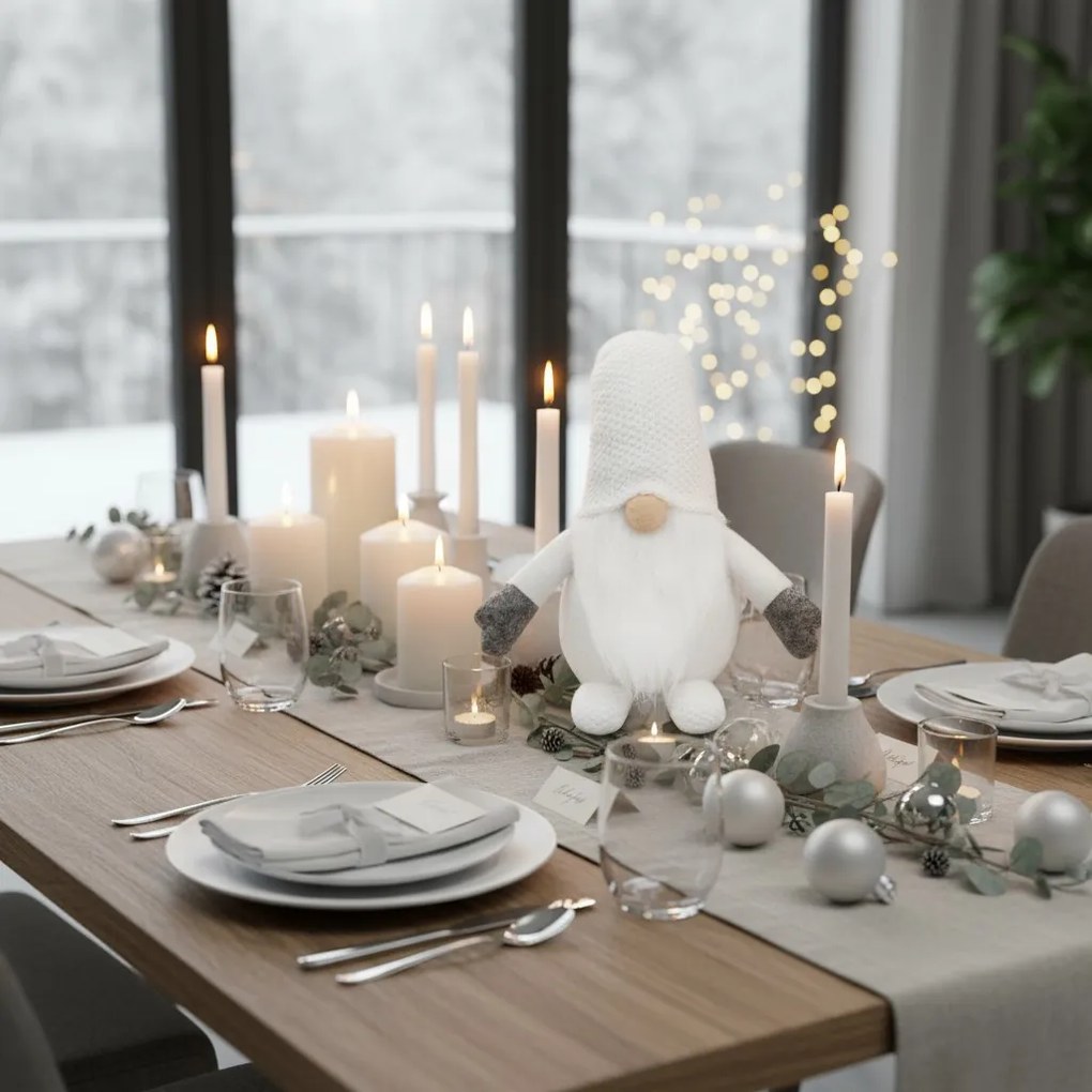 Vánoční skřítek ELF 045 - 35 cm bílý