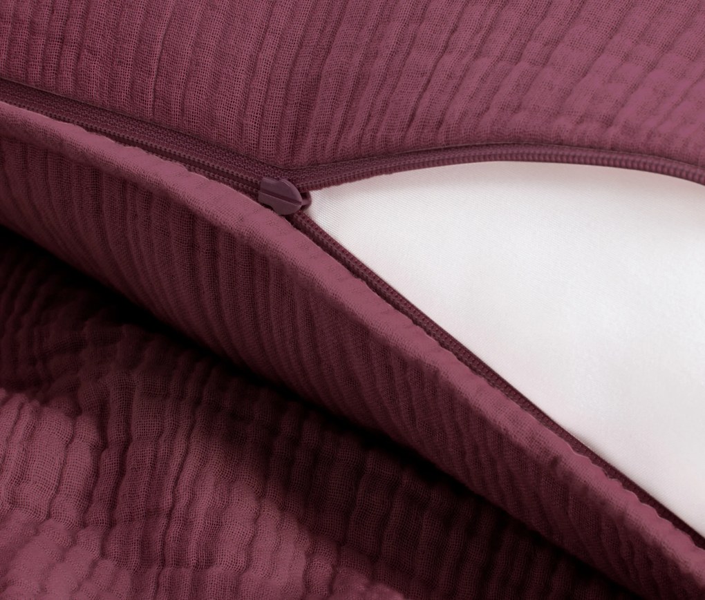 Mušelínová posteľná bielizeň, vínová, štandardná veľkosť