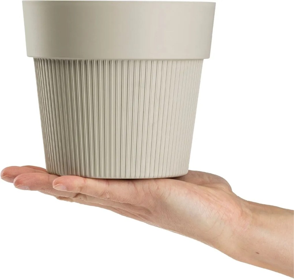 PLASTOVÝ KVETINÁČ SILVA LINE 16X14 CM BÉŽOVÁ