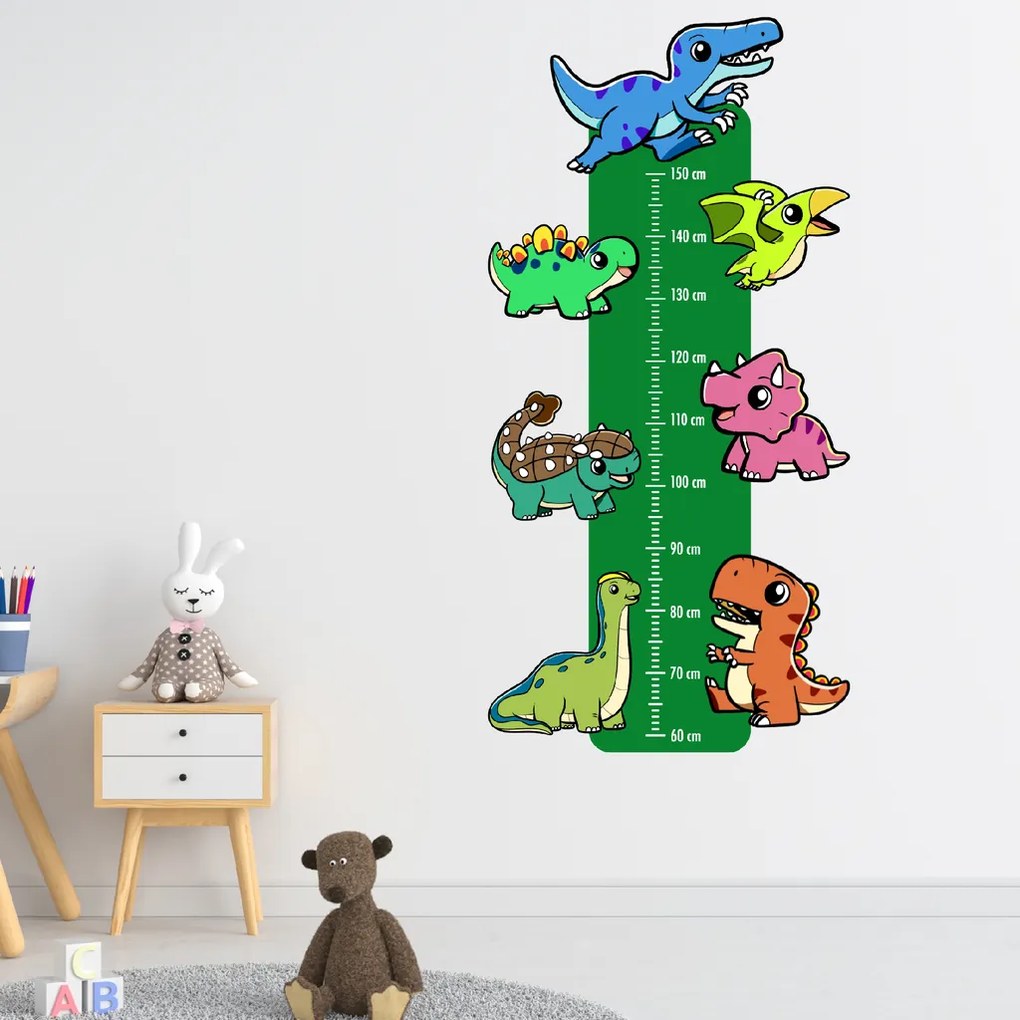 60x120cm Detský meter - Dinosaury - textilná nálepka na stenu