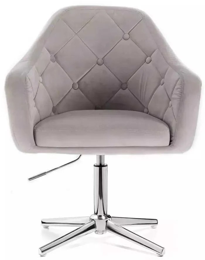 LuxuryForm DESIGN Kreslo ANDORA VELUR na striebornom kríži - svetlo šedé