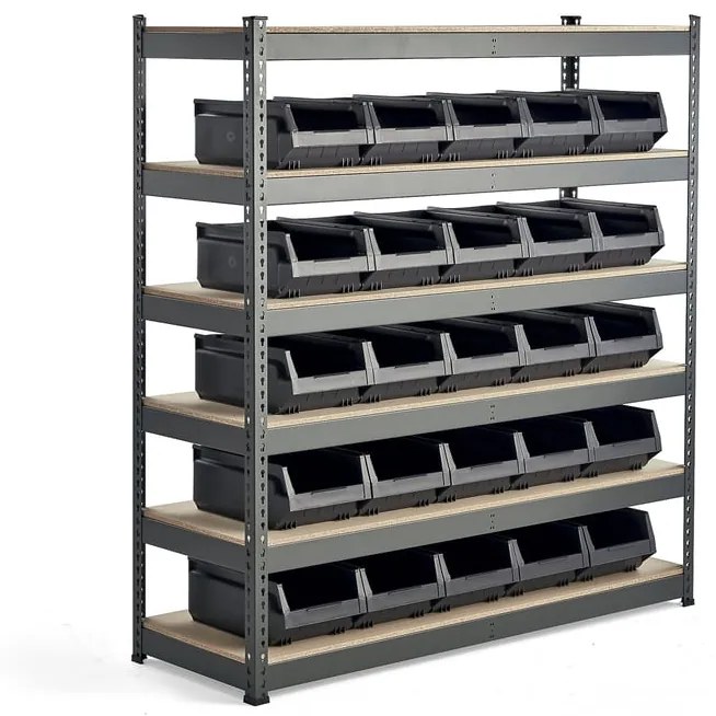 Dielenský regál COMBO s 25 plastovými boxami AJ 9000