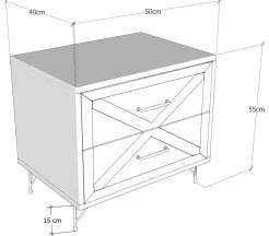 Nočný stolík FELICITA 55x50 cm čierna/hnedá