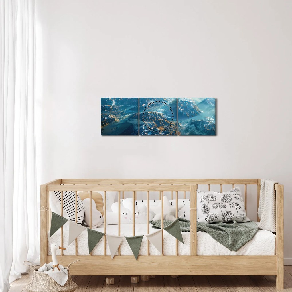 Obraz - Pohľad z vesmíru (s hodinami) (90x30 cm)