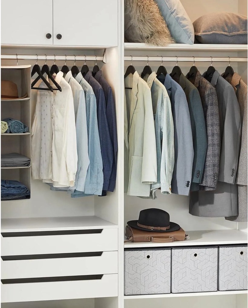 Drevené vešiaky, sada 10 kusov, s ramennými zárezmi, čierne