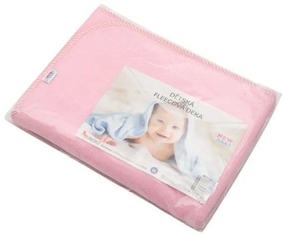 NEW BABY Detská fleecová deka New Baby 100x75 ružová prúžky