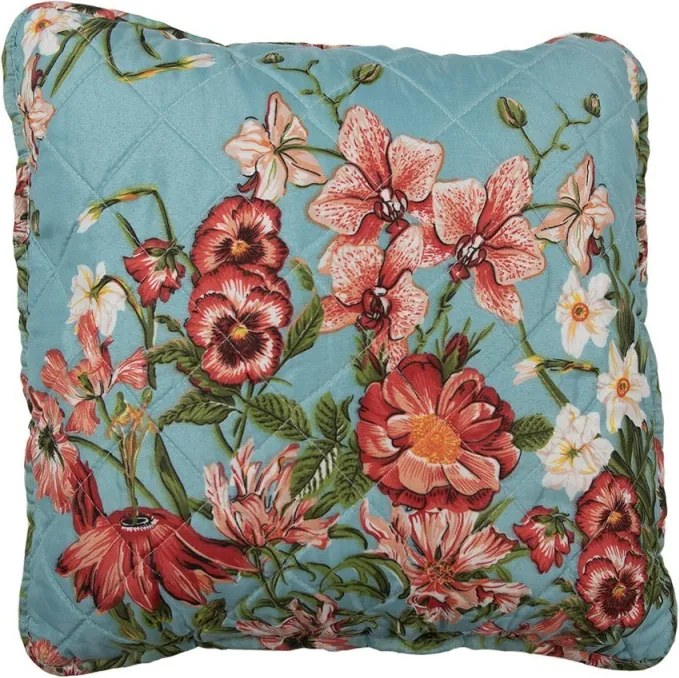 Modrá obliečka na vankúš s kvetinovým motívom Flowery - 40*40 cm