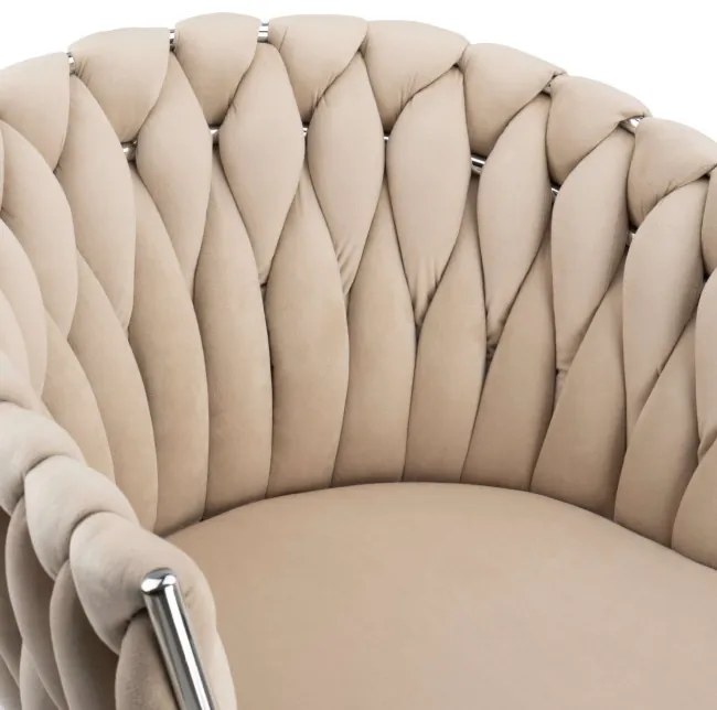 Jedálenská stolička COFTON zamatová, strieborná / béžová