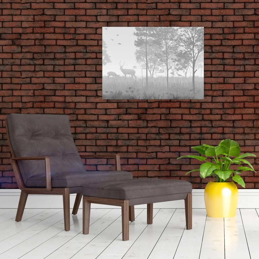 Obraz - Lúka s jeleňami (70x50 cm)