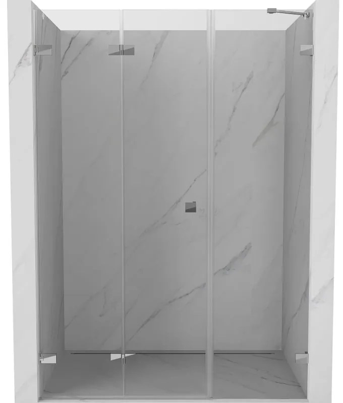 Mexen Lunar-F, ľavé sklápacie sprchové dvere 145 cm, číre sklo, chrómový profil, 836S-145-050-01-00-L