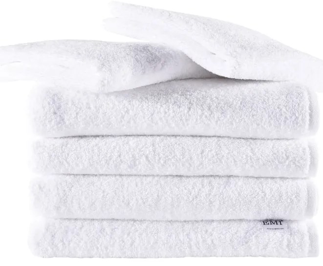 Sada uteráky a osušky bavlnené biele 4 ks 50 x 90 cm + 2 ks 70 x 140 cm EMI