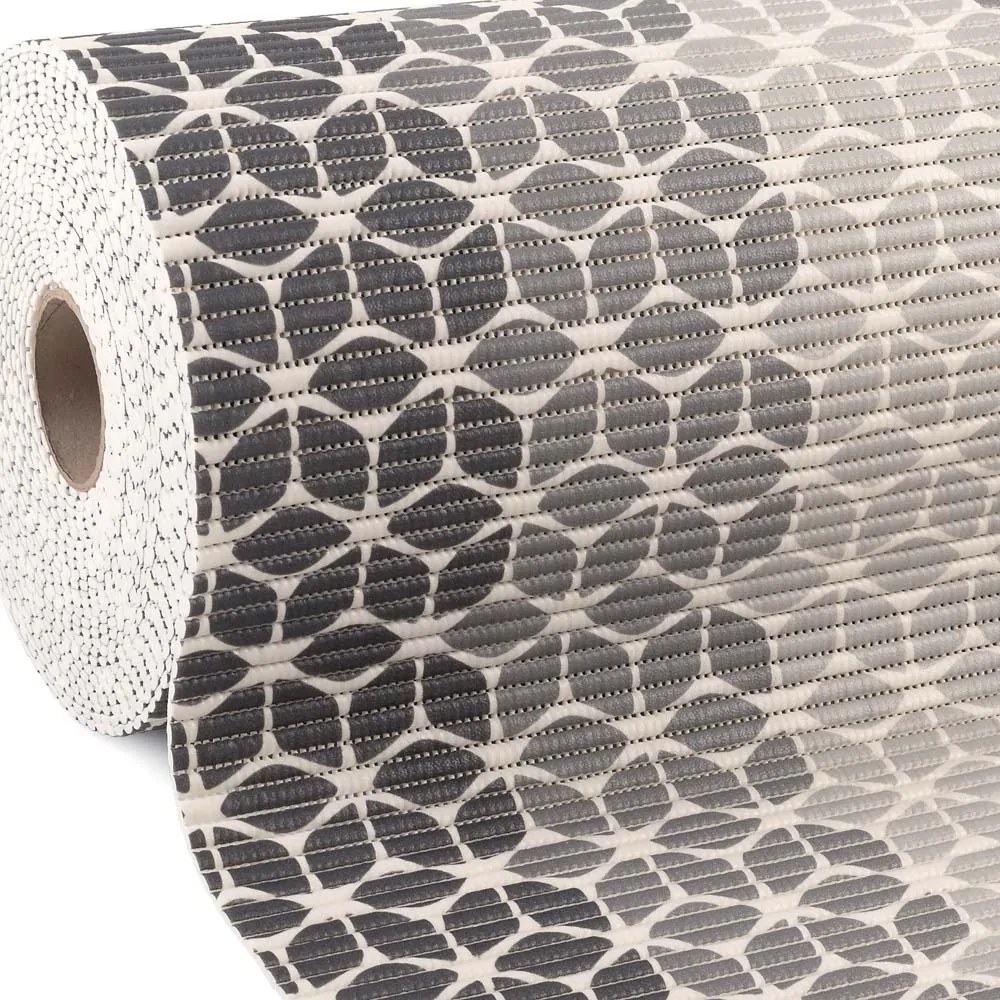 Kúpeľňová penová rohož / predložka PRO-097 Sivé geometrické tvary - metráž šírka 65 cm