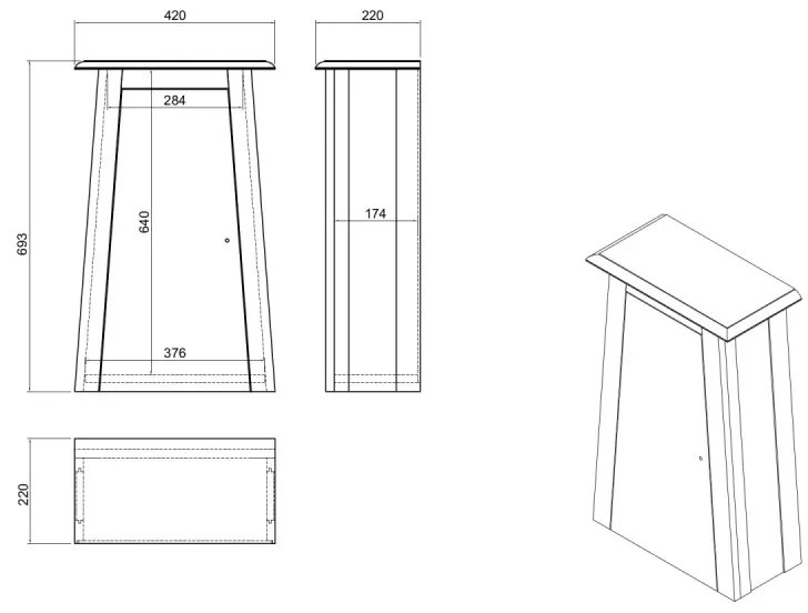 furniture-nabytek.cz - Masívna nástenná skrinka do kúpeľne Rangoon z recyklovanej borovice, lakovaná, hnedá – 42×22×70 cm