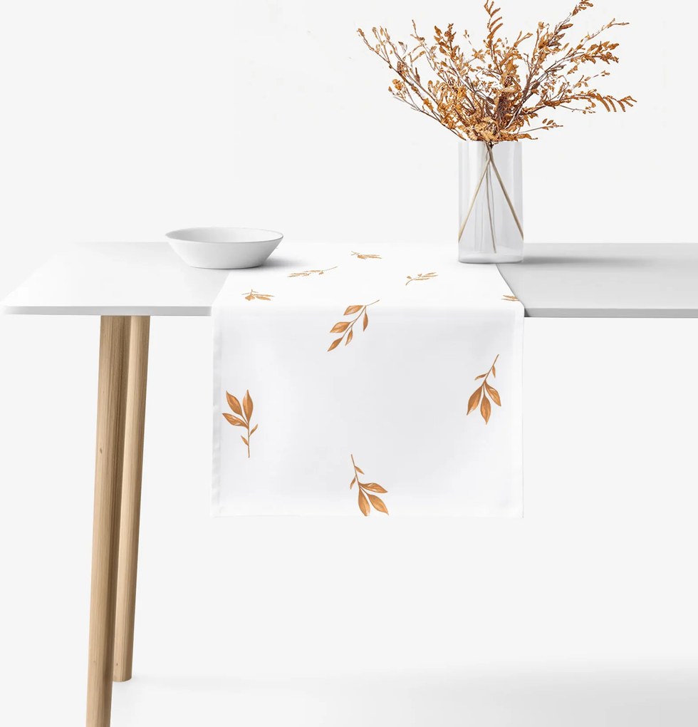 Goldea behúň na stôl 100% bavlnené plátno - hnedé jesenné lístky 50x140 cm