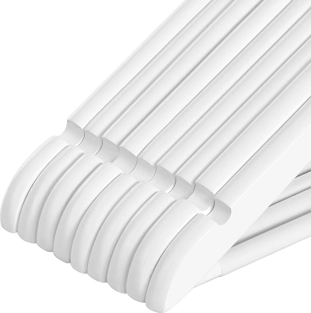 Drevené vešiaky na šaty, sada 20 ks, farba biela a rosegold