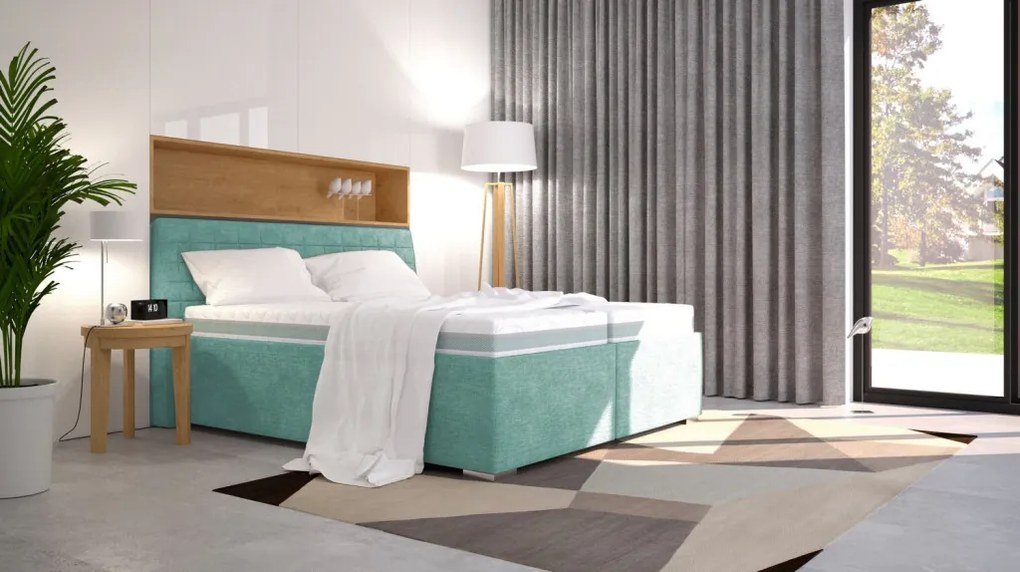 Posteľ Rita 180x200 cm, aqua modro-zelená látka