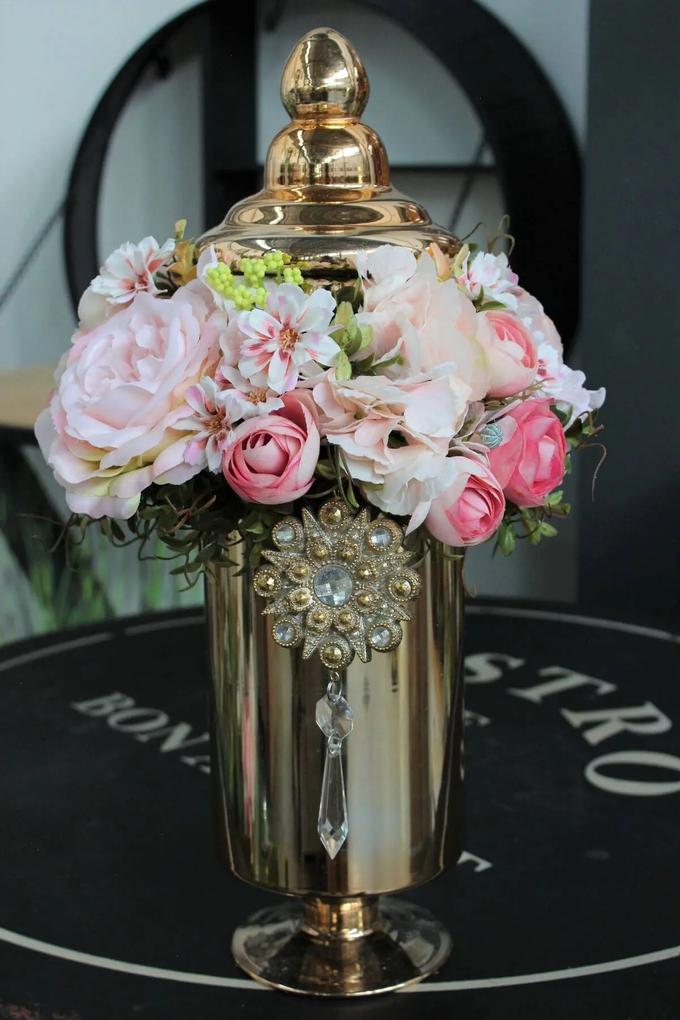 Ružovo zlatá dekorácia na stôl "Glamour" 43cm