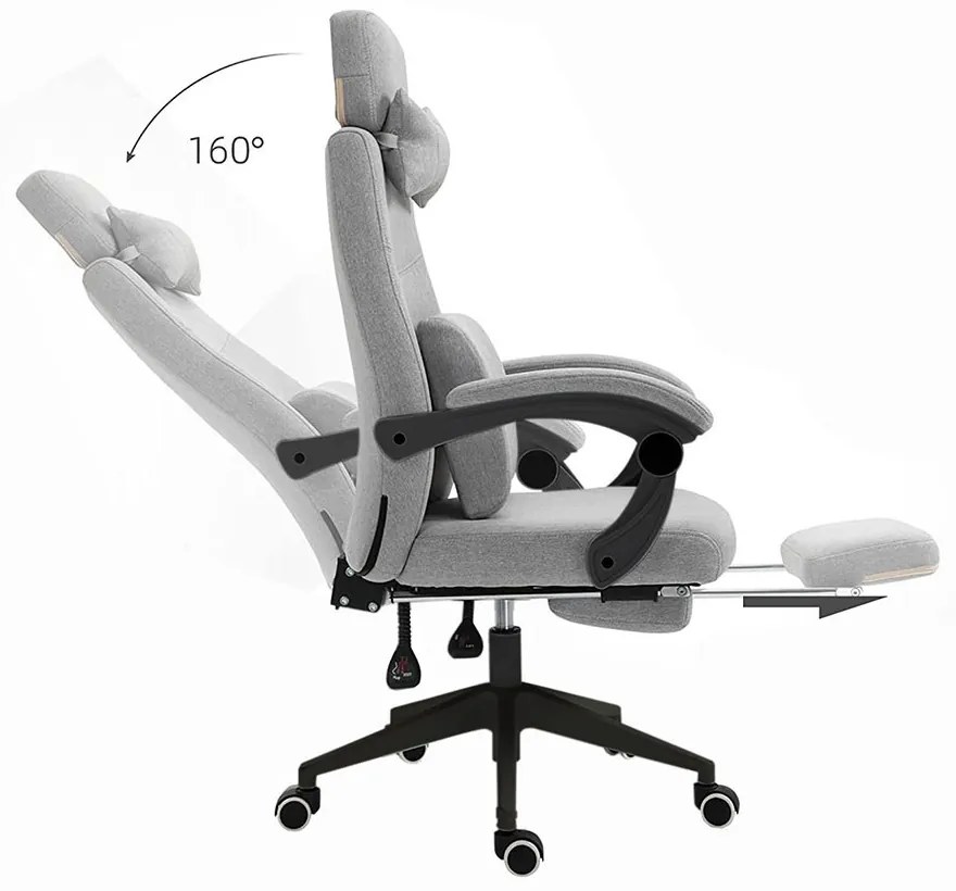 Kancelárska otočná stolička s opierkou hlavy - rôzne farby, svetlosivá