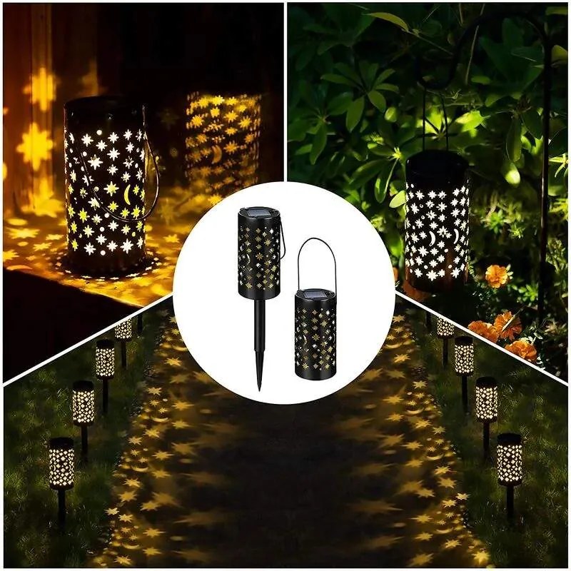 Záhradná solárna lampa 2ks Hviezdy čierna
