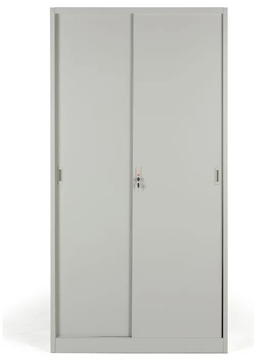 Kovová skriňa s posuvnými dverami, 4 police, 1000 x 1990 x 450 mm, svetlo sivá