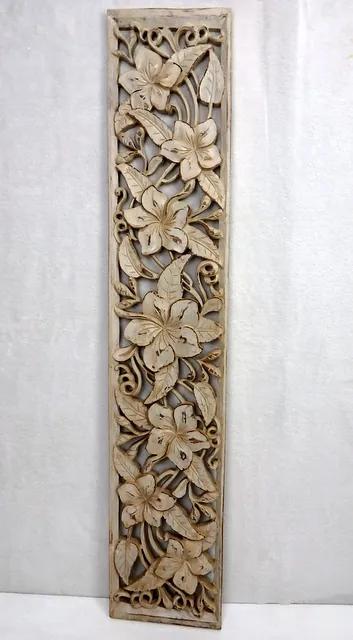 Dekorácia na stenu HYBISCUS béžová, 100 x 20 cm, exotické drevo, ručná práca