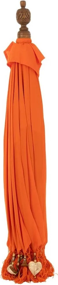Oranžový slnečník so strapcami a drevenou tyčou Dayu Wood - ∅ 200*260 cm