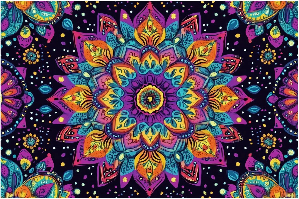 Obraz - Kaleidoskopická mandala (90x60 cm)