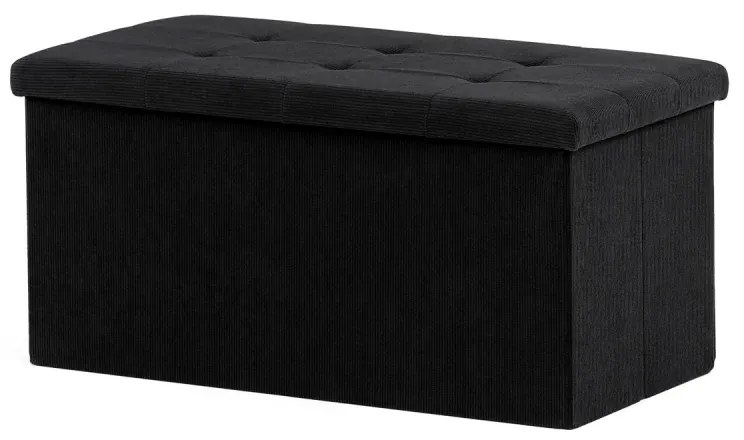 Taburet s úložným prostorem, černá manšestrová látka