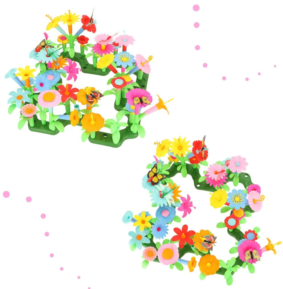 KIK Kreatívne bloky – Kvetinová záhrada 175 dielov, stavebnica pre deti 3+ (váza, kanva)