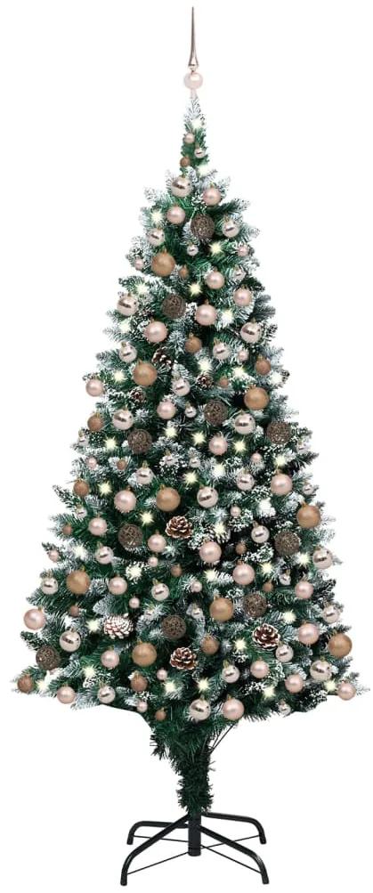 Umelý vianočný stromček s LED, súpravou gulí a šiškami 240 cm 3077619