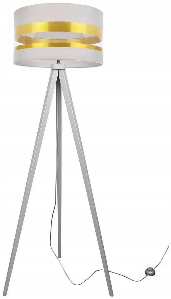 Stojacia lampa Intense Gold, 1x textilné tienidlo (výber zo 6 farieb), (výber z 5 farieb konštrukcie), (fi 35cm)