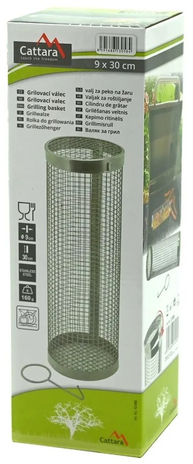 Cattara 13058 Grilovací valec, 9 x 30 cm, nehrdz. oceľ