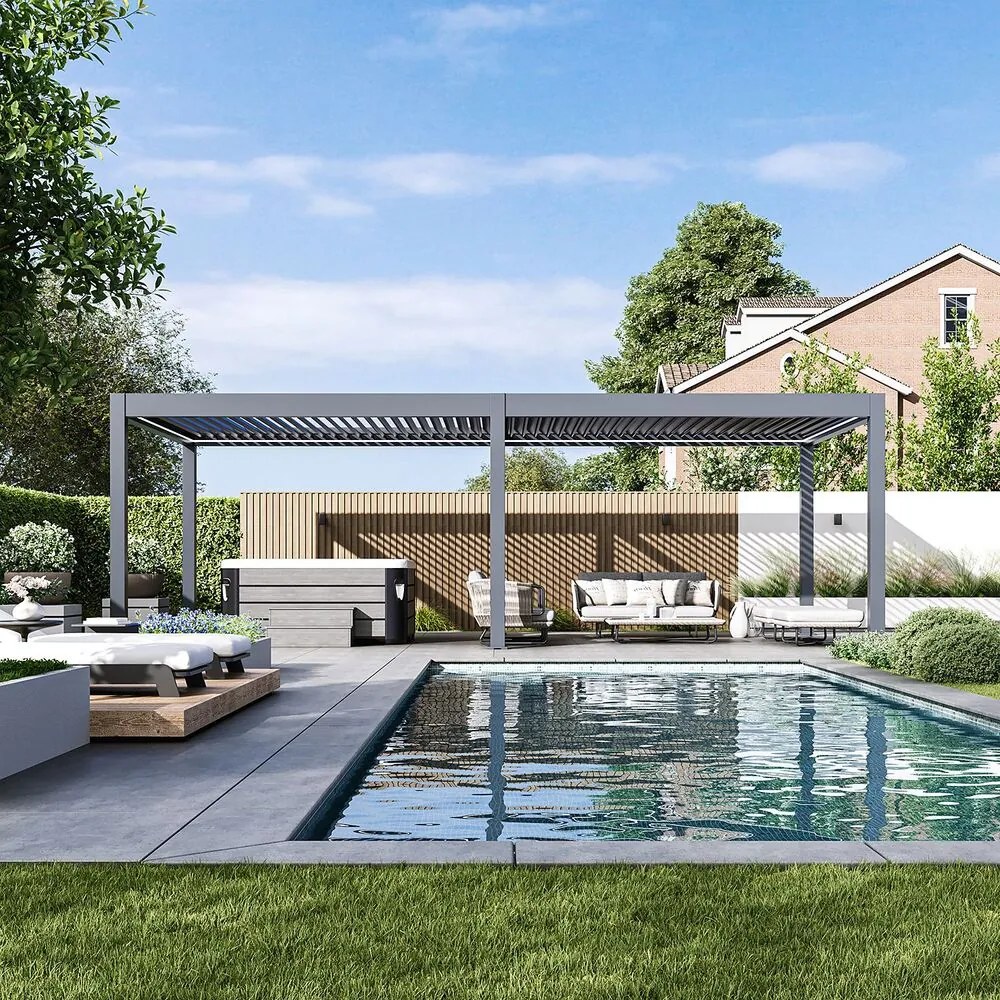 Luxusná ELEKTRICKÁ bioklimatická pergola PRESTIGE 8x4 m, hliník - voľne stojaca