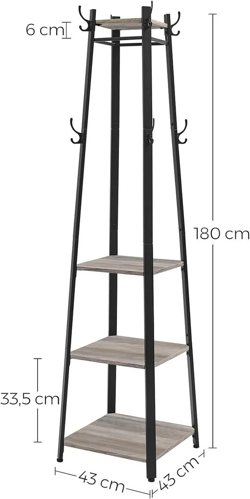 Predsieňový vešiak Vasagle Kopl svetlosivý