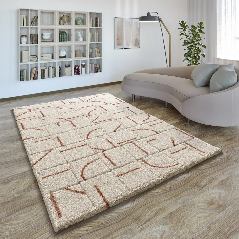 Koberec v tehlovej a krémovej farbe 160x230 cm Brenda – Universal