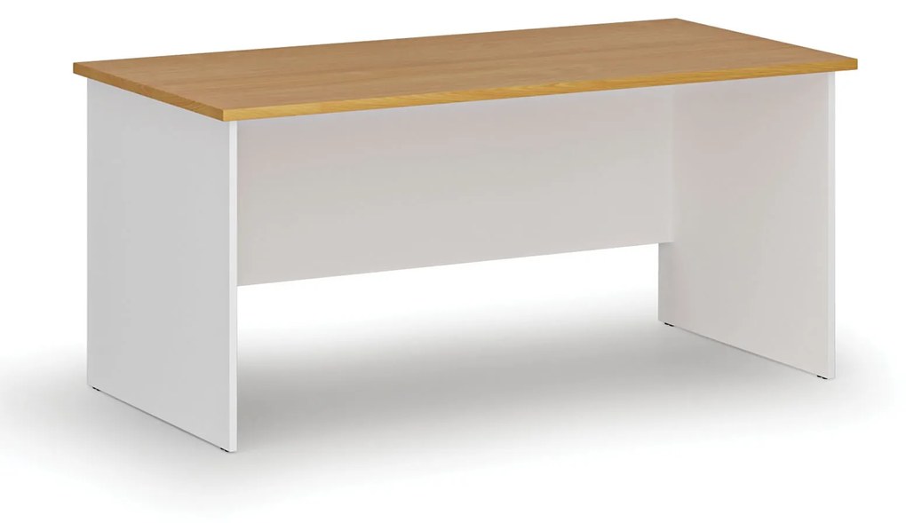 Kancelársky písací stôl rovný PRIMO WHITE, 1600 x 800 mm, biela/buk