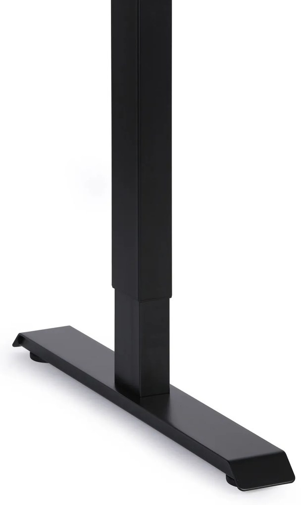 Výškovo nastaviteľný stôl, 180x80 cm, 1 motor, čierna podnož, dub prírodný