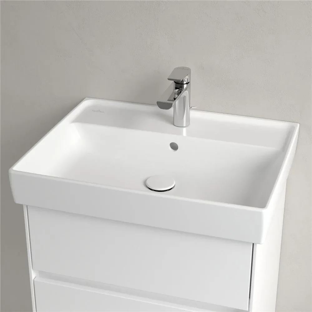 VILLEROY & BOCH Collaro závesné umývadlo s otvorom, s prepadom, 600 x 470 mm, Stone White, s povrchom CeramicPlus, 4A3360RW