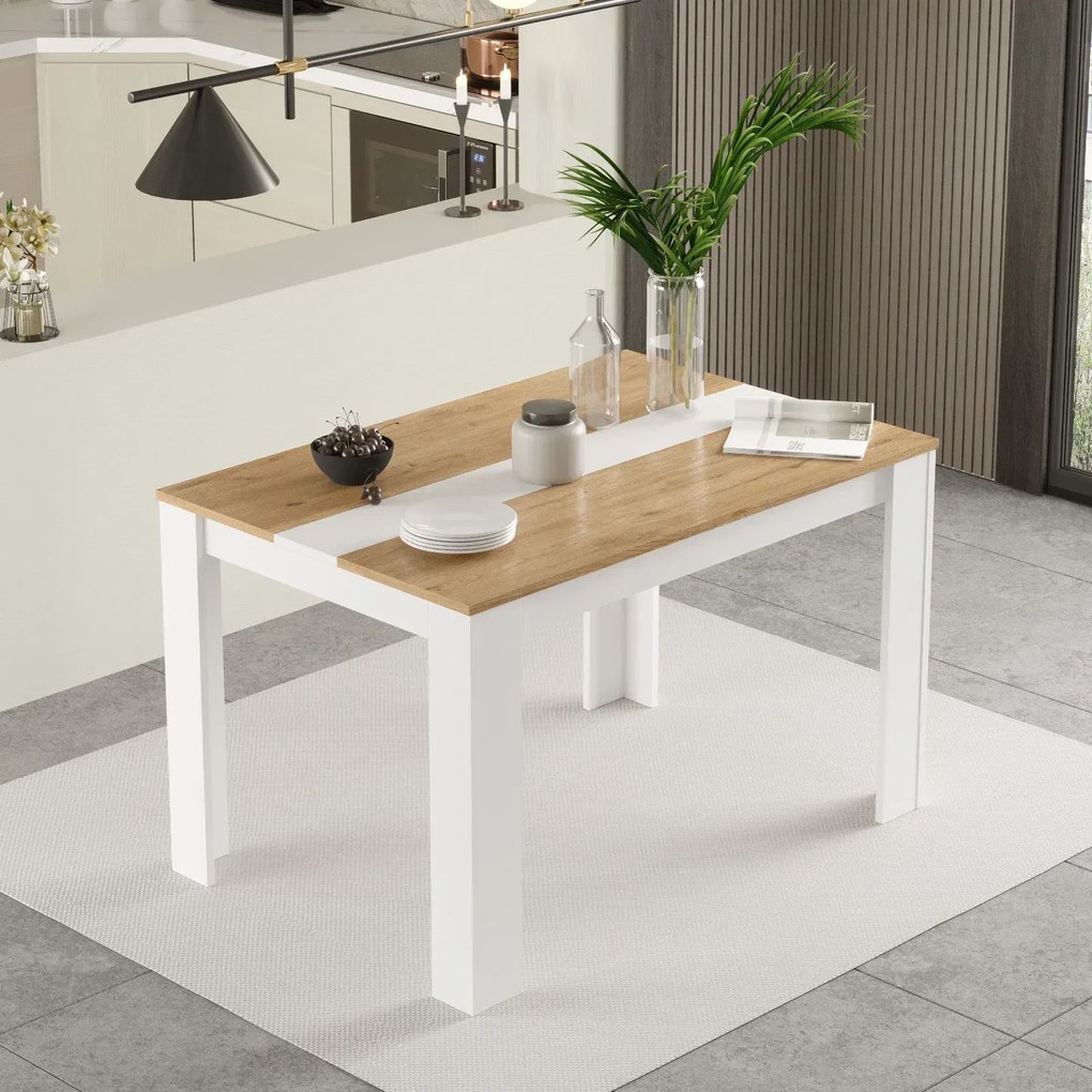 Obdĺžnikový jedálenský stôl Houseland Future 02 biely/dub Castello