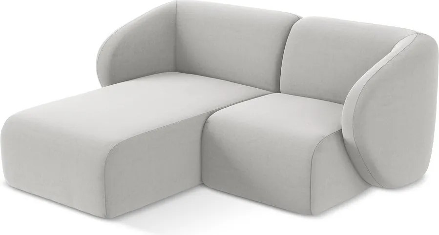 Svetlosivá zamatová rohová pohovka (ľavý roh/s leňoškou) Lani – Makamii