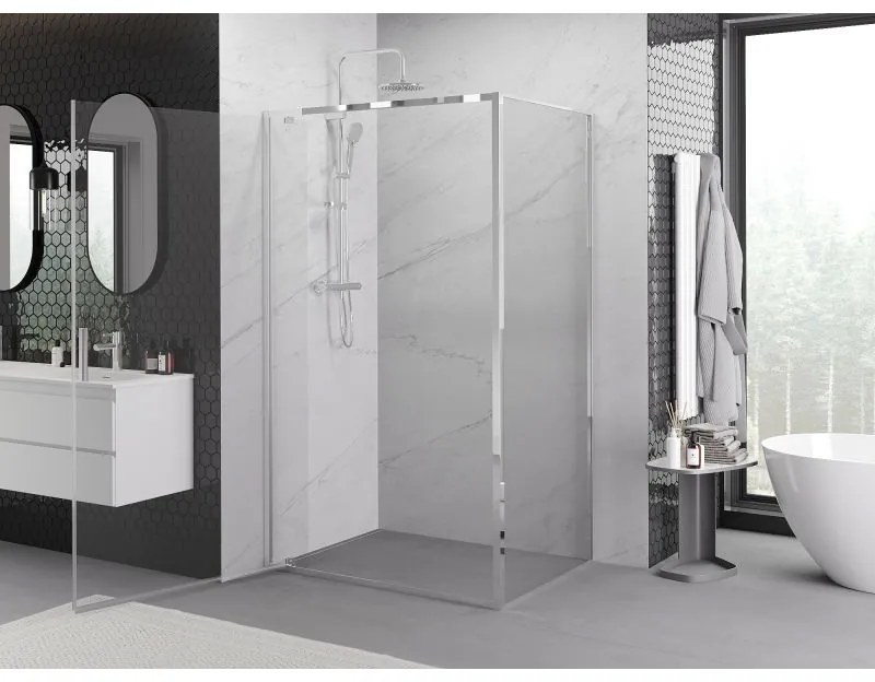 Mexen Exo, sprchovací kút s krídlovými dverami 90 x 80 cm, 6mm číre sklo, chrómový profil, 8181-090-080-01-00