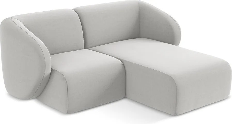 Svetlosivá zamatová rohová pohovka (pravý roh/s leňoškou) Lani – Makamii